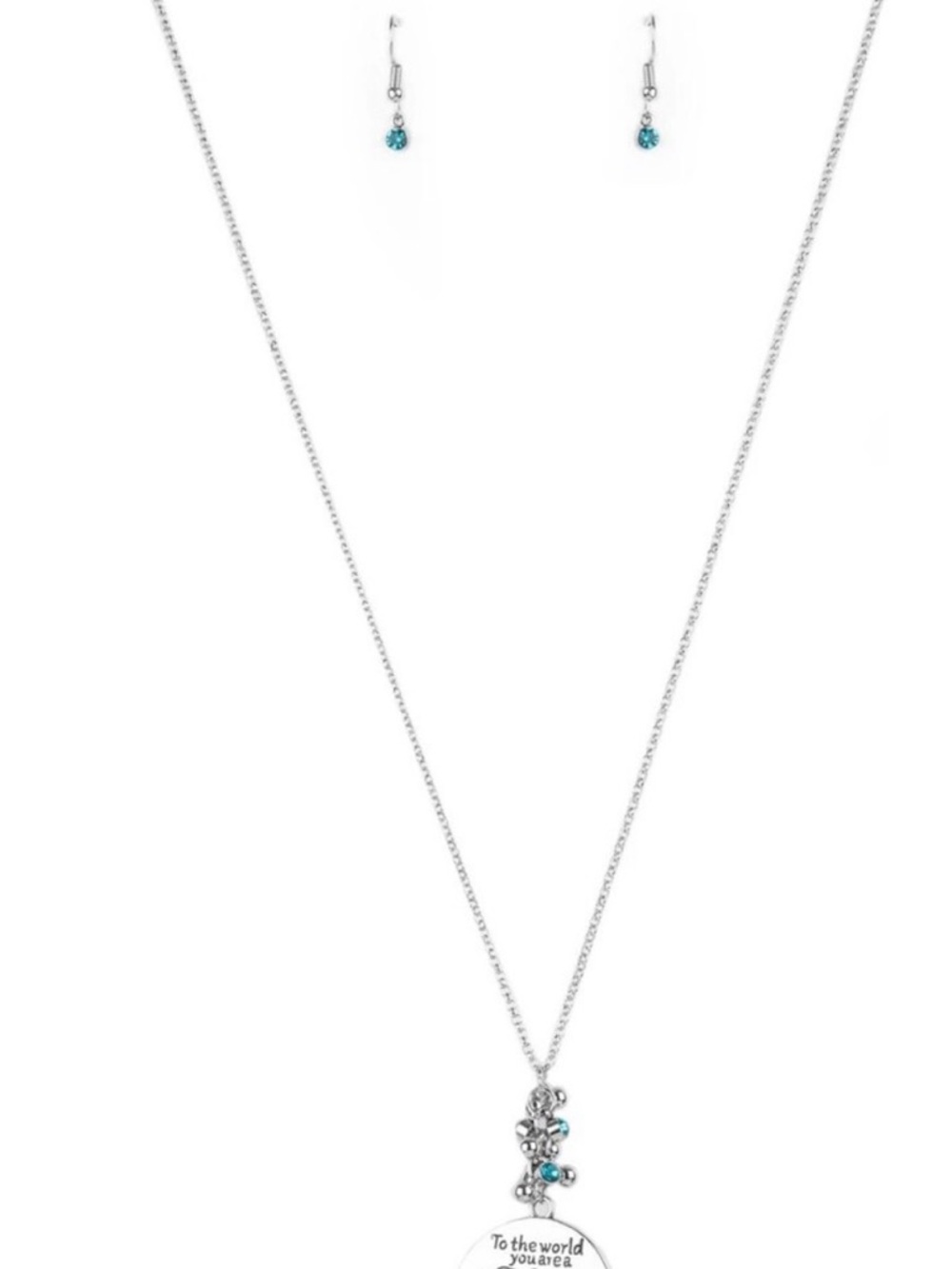 Silver Necklace and Earrings Set with Blue Accents - Women Jewelry